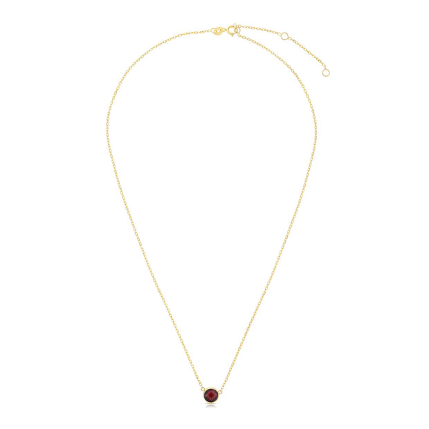 14K Gold & Garnet Solitaire Necklace