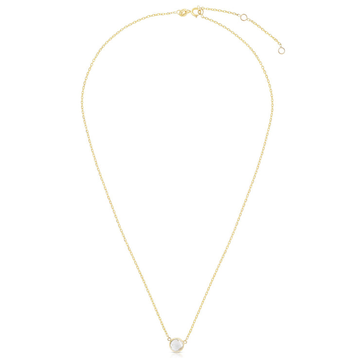 14K Gold & White Topaz Solitaire Necklace