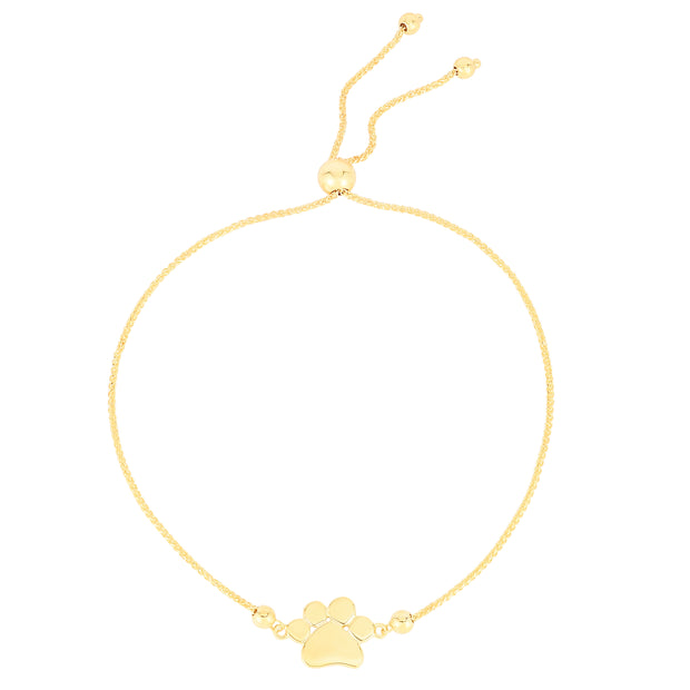 14K Gold Paw Print Friendship Bracelet