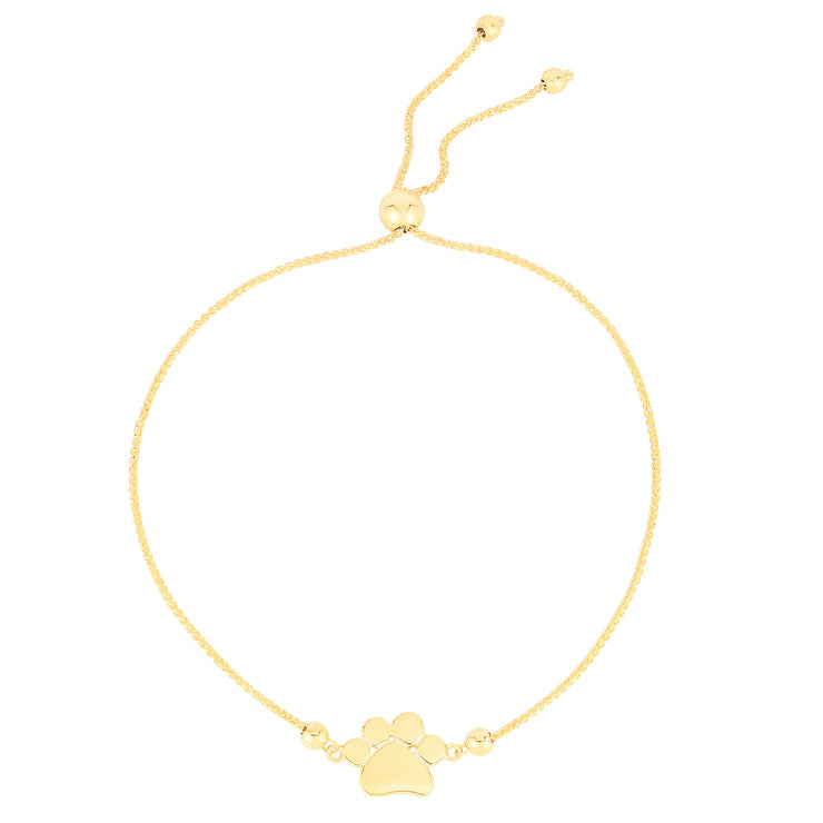 14K Gold Paw Print Friendship Bracelet