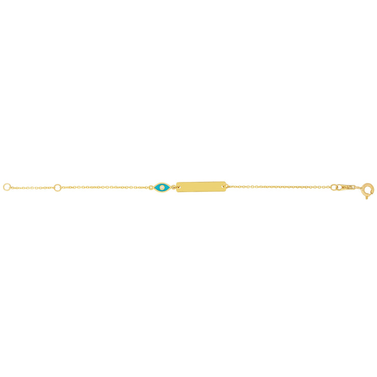 14K Gold Evil Eye ID Bracelet