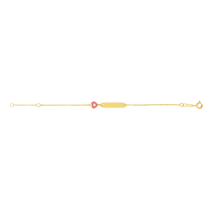 14K Gold Heart ID Bracelet