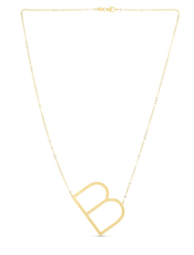 14K Gold Large Initial B Necklace