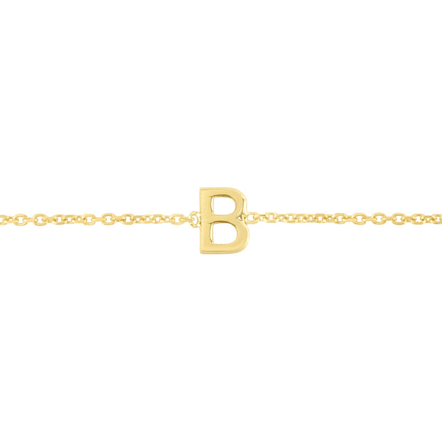 14K Mini Initial B Bracelet