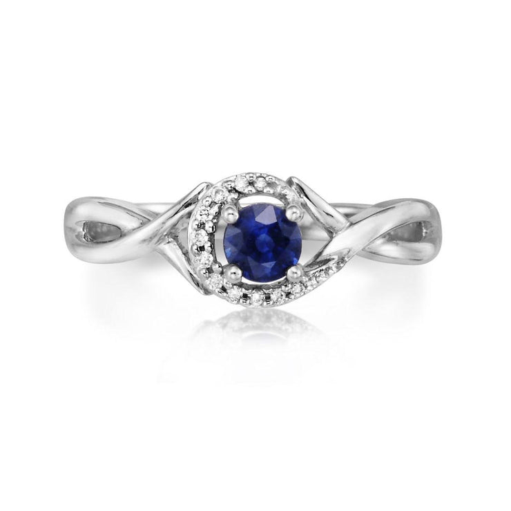 14K White Gold Blue Sapphire/Diamond Ring