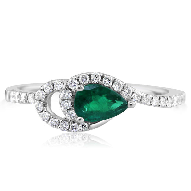 14K White Gold Emerald/Diamond Ring