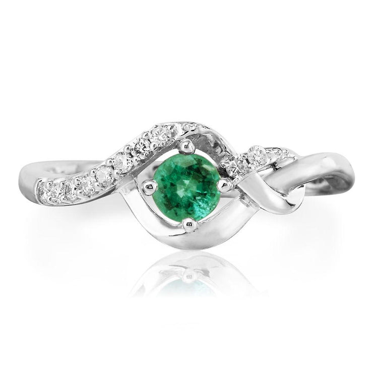 14K White Gold Emerald/Diamond Ring