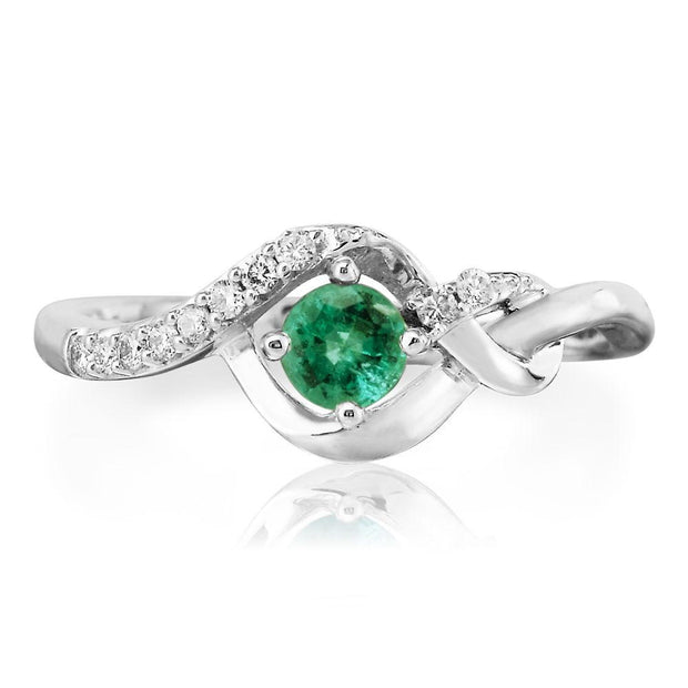 14K White Gold Emerald/Diamond Ring