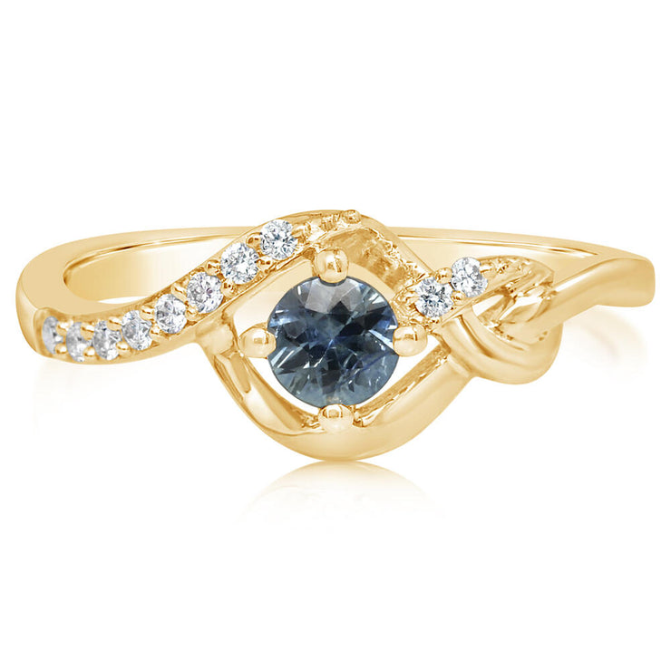 14K Yellow Gold Montana Sapphire/Diamond Ring