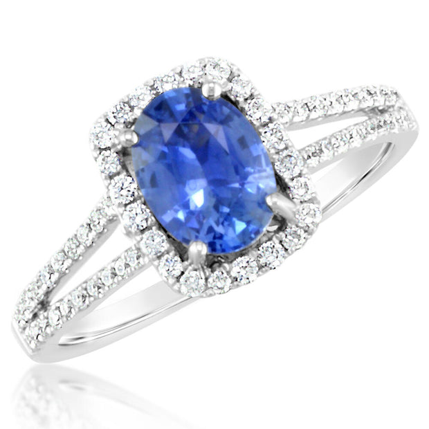 14K White Gold Ceylon Sapphire/Diamond Ring