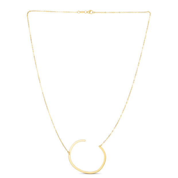 14K Gold Large Initial C Necklace