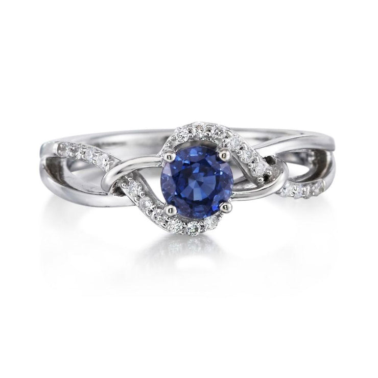 14K White Gold Blue Sapphire/Diamond Ring