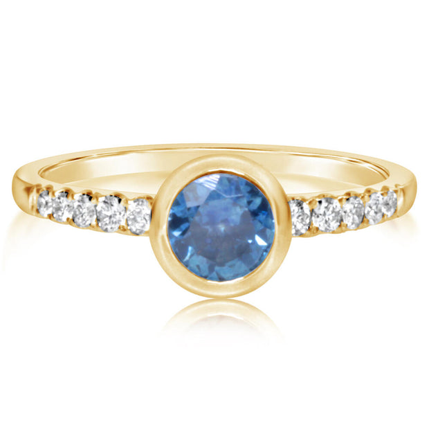 14K Yellow Gold Montana Sapphire/Diamond Ring