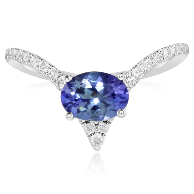 14K White Gold Peacock Tanzanite/Diamond Ring