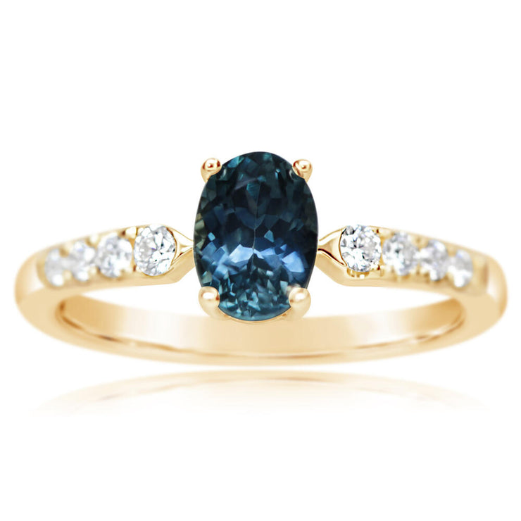 14K Yellow Gold Montana Sapphire/Diamond Ring