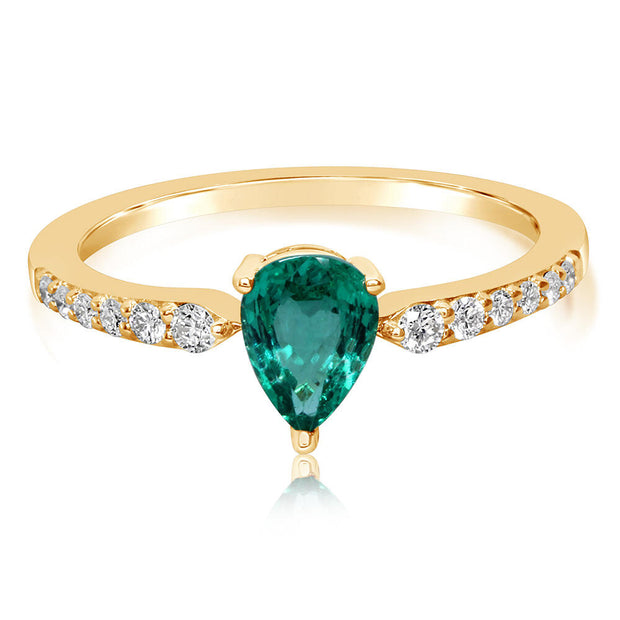 14K Yellow Gold Emerald/Diamond Ring