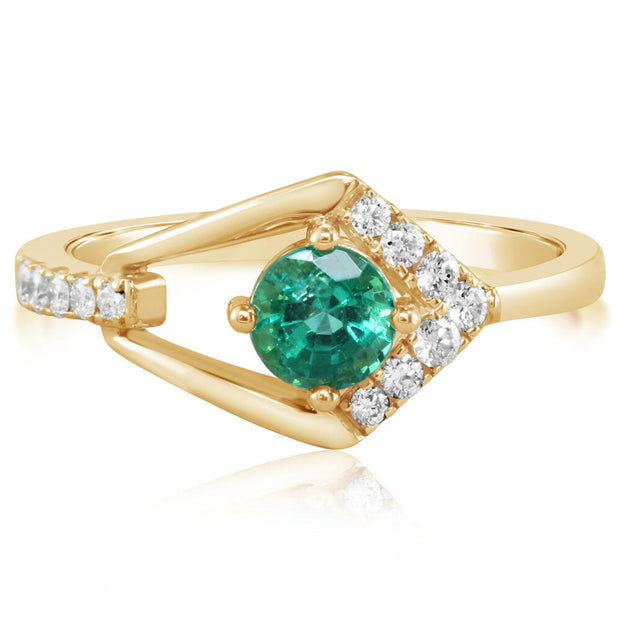 14K Yellow Gold Emerald/Diamond Ring