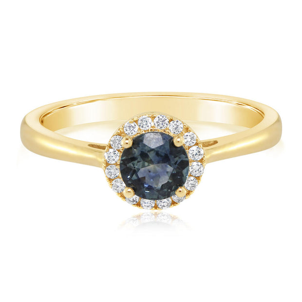 14K Yellow Gold Montana Sapphire/Diamond Ring