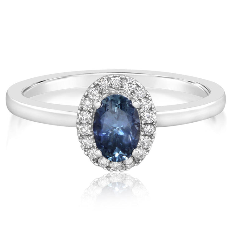 14K White Gold Montana Sapphire/Diamond Ring