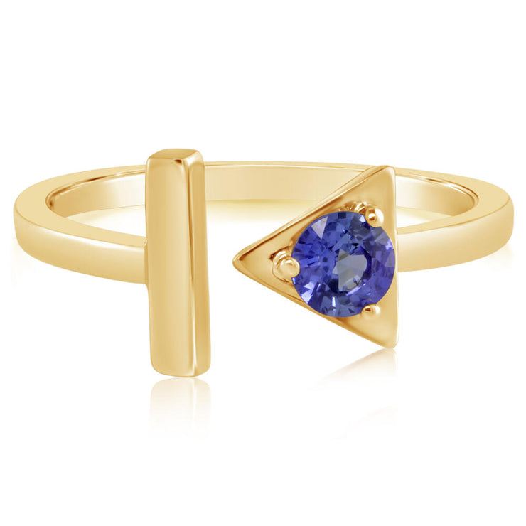 14K Yellow Gold Blue Sapphire Ring