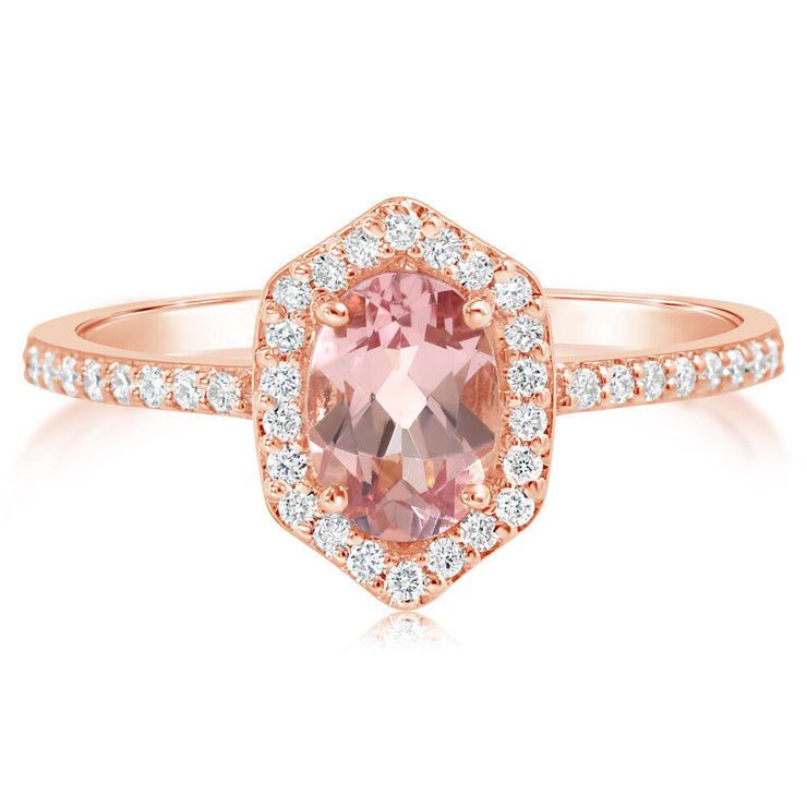 14K Rose Gold Lotus Garnet/Diamond Ring