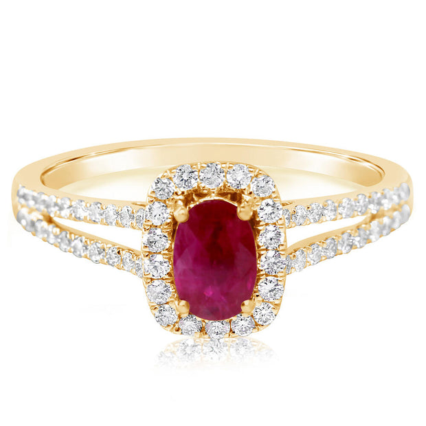 14K Yellow Gold Ruby/Diamond Ring