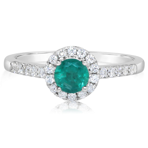 14K White Gold Emerald/Diamond Ring