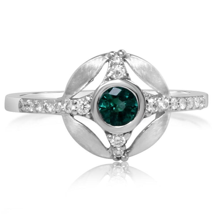 14K White Gold Emerald/Diamond Ring