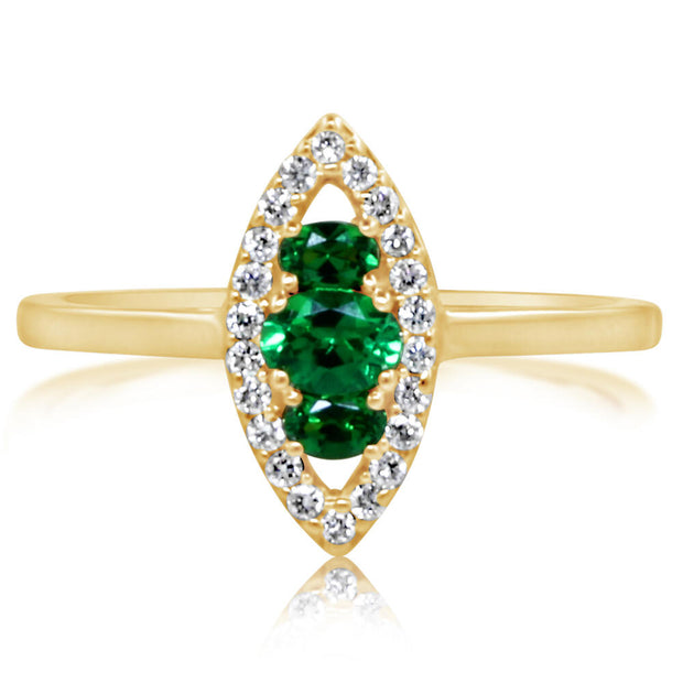 14K Yellow Gold Tsavorite/Diamond Ring