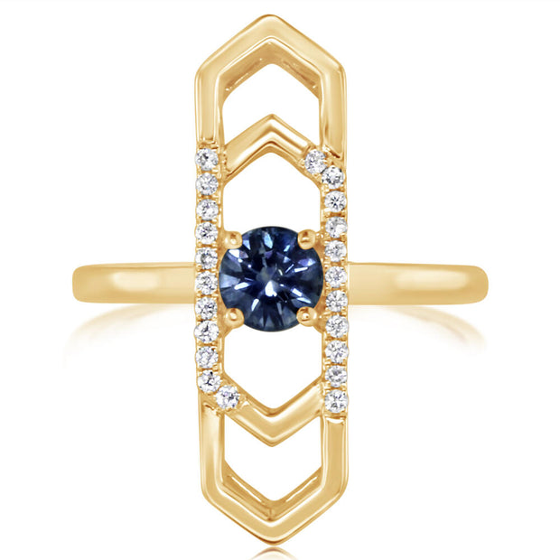 14K Yellow Gold Montana Sapphire/Diamond Ring