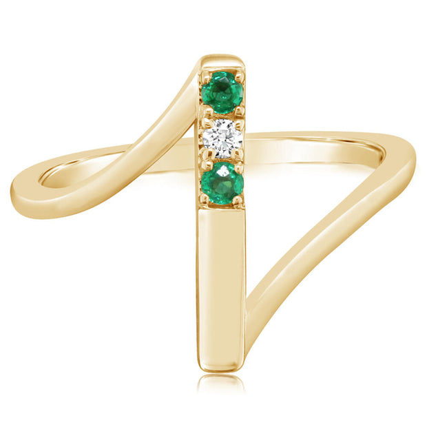 14K Yellow Gold Emerald/Diamond Ring