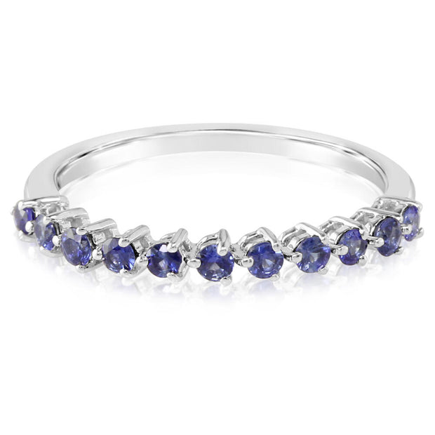 14K White Gold Blue Sapphire Ring