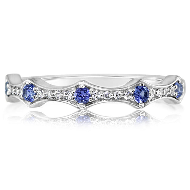 14K White Gold Yogo Sapphire/Diamond Ring