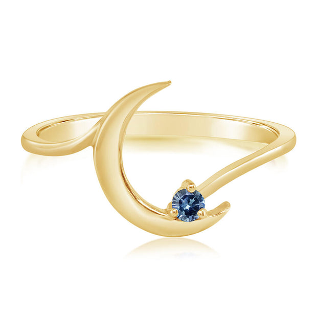 14K Yellow Gold Montana Sapphire Moon Ring