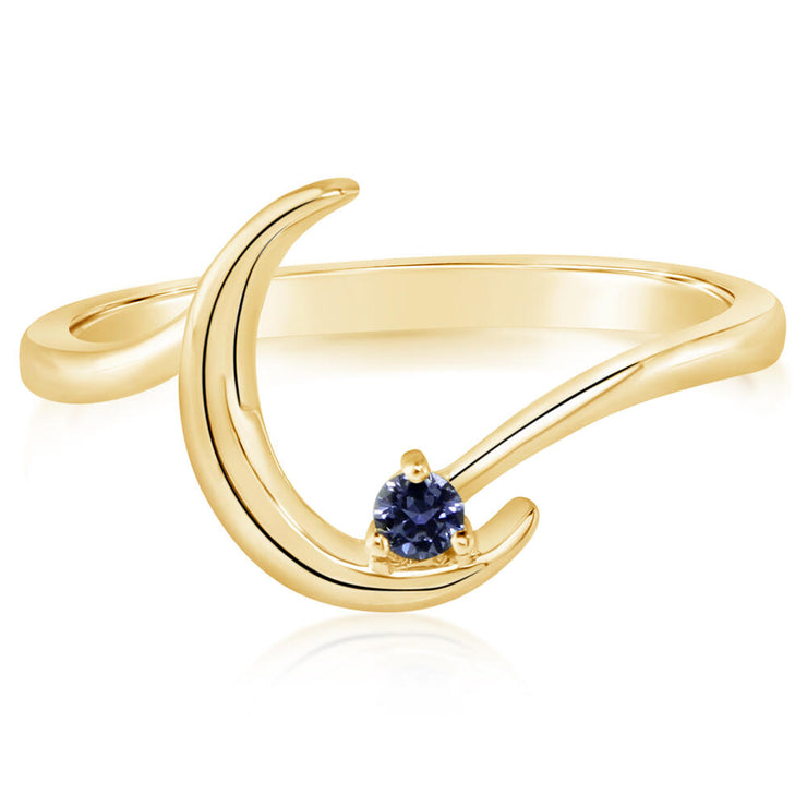 14K Yellow Gold Sapphire Moon Ring