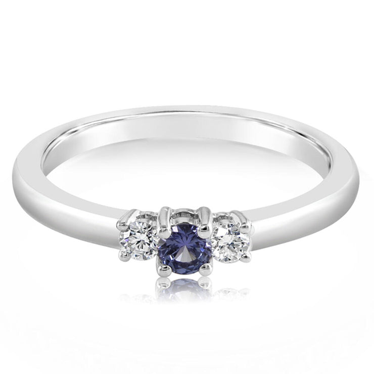 14K White Gold Yogo Sapphire/Diamond Ring