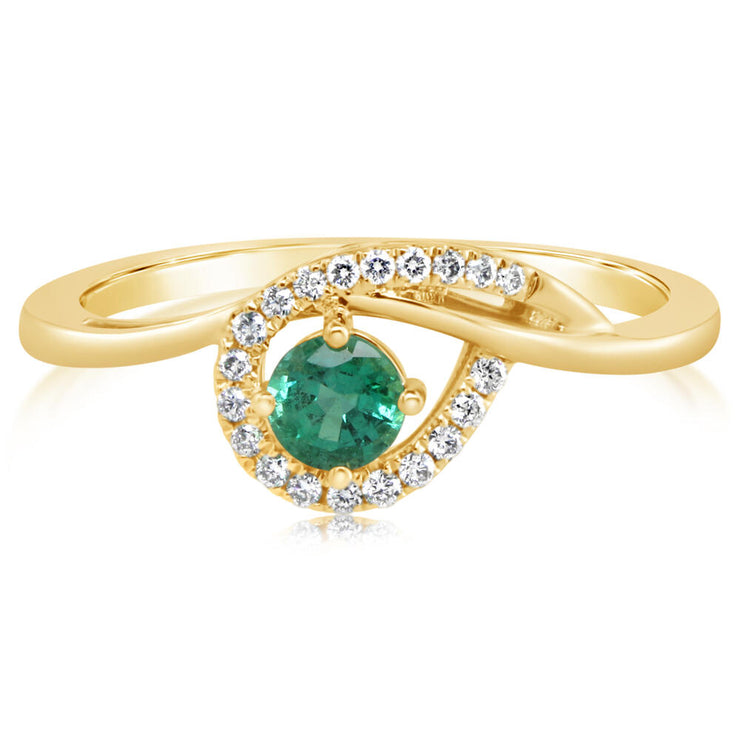 14K Yellow Gold Emerald/Diamond Ring