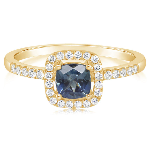 14K Yellow Gold Montana Sapphire/Diamond Ring