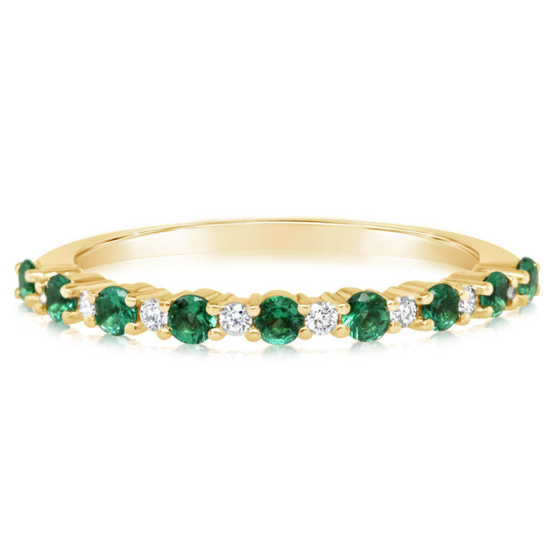 14K Yellow Gold Emerald/Diamond Ring