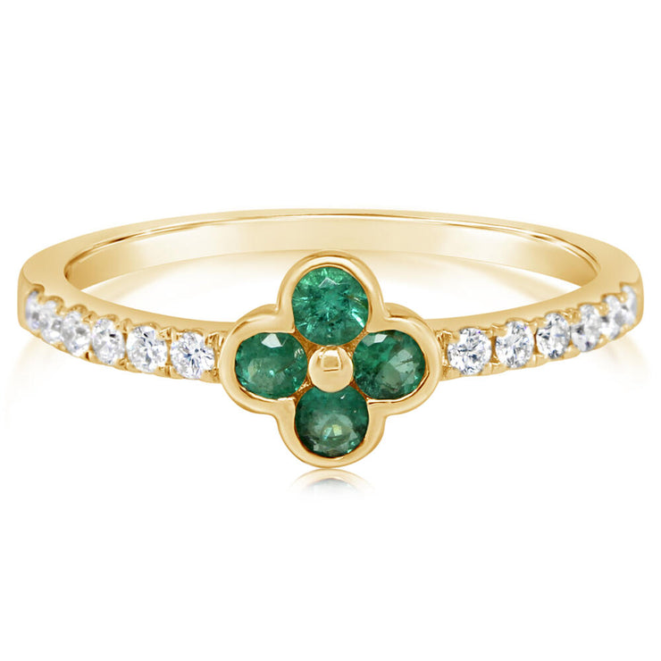 14K Yellow Gold Emerald/Diamond Ring