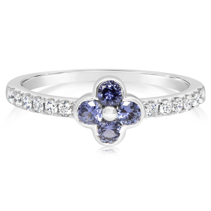 14K White Gold Yogo Sapphire/Diamond Ring