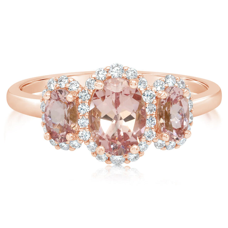 14K Rose Gold Lotus Garnet/Diamond Ring