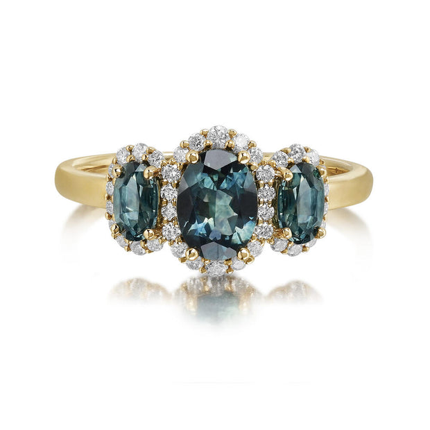 14K Yellow Gold Montana Sapphire/Diamond Ring