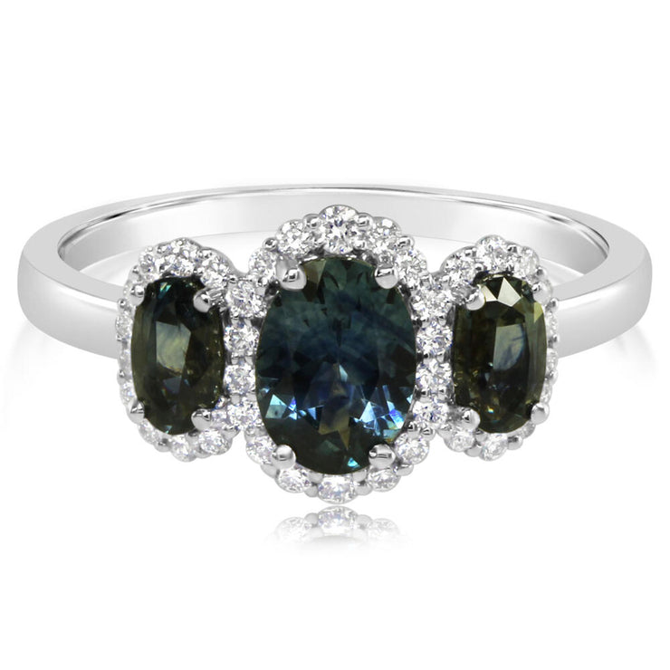 14K White Gold Montana Sapphire/Diamond Ring