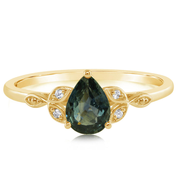 14K Yellow Gold Montana Sapphire/Diamond Ring