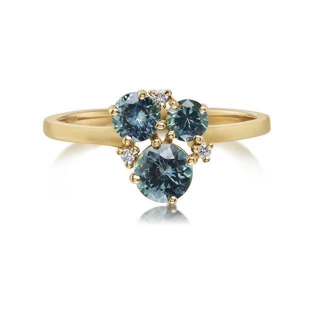 14K Yellow Gold Montana Sapphire/Diamond Ring