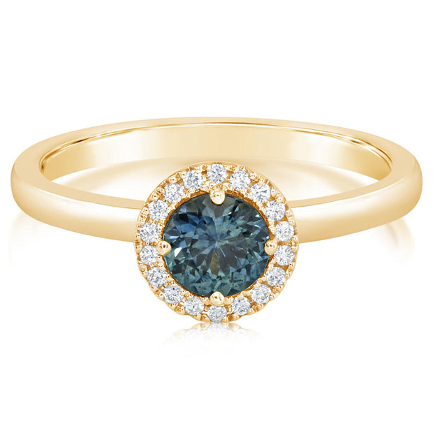 14K Yellow Gold Montana Sapphire/Diamond Ring