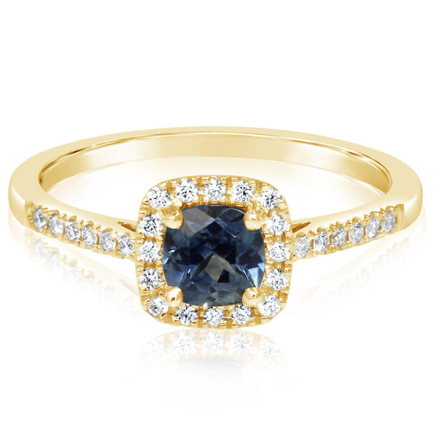 14K Yellow Gold Montana Sapphire/Diamond Ring