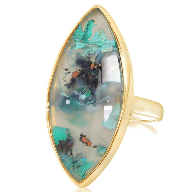 14K Yellow Gold Confetti Chrysocolla Ring