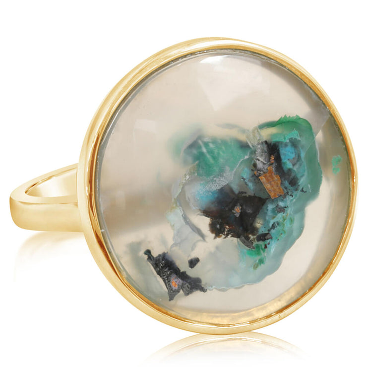 14K Yellow Gold Confetti Chrysocolla Ring